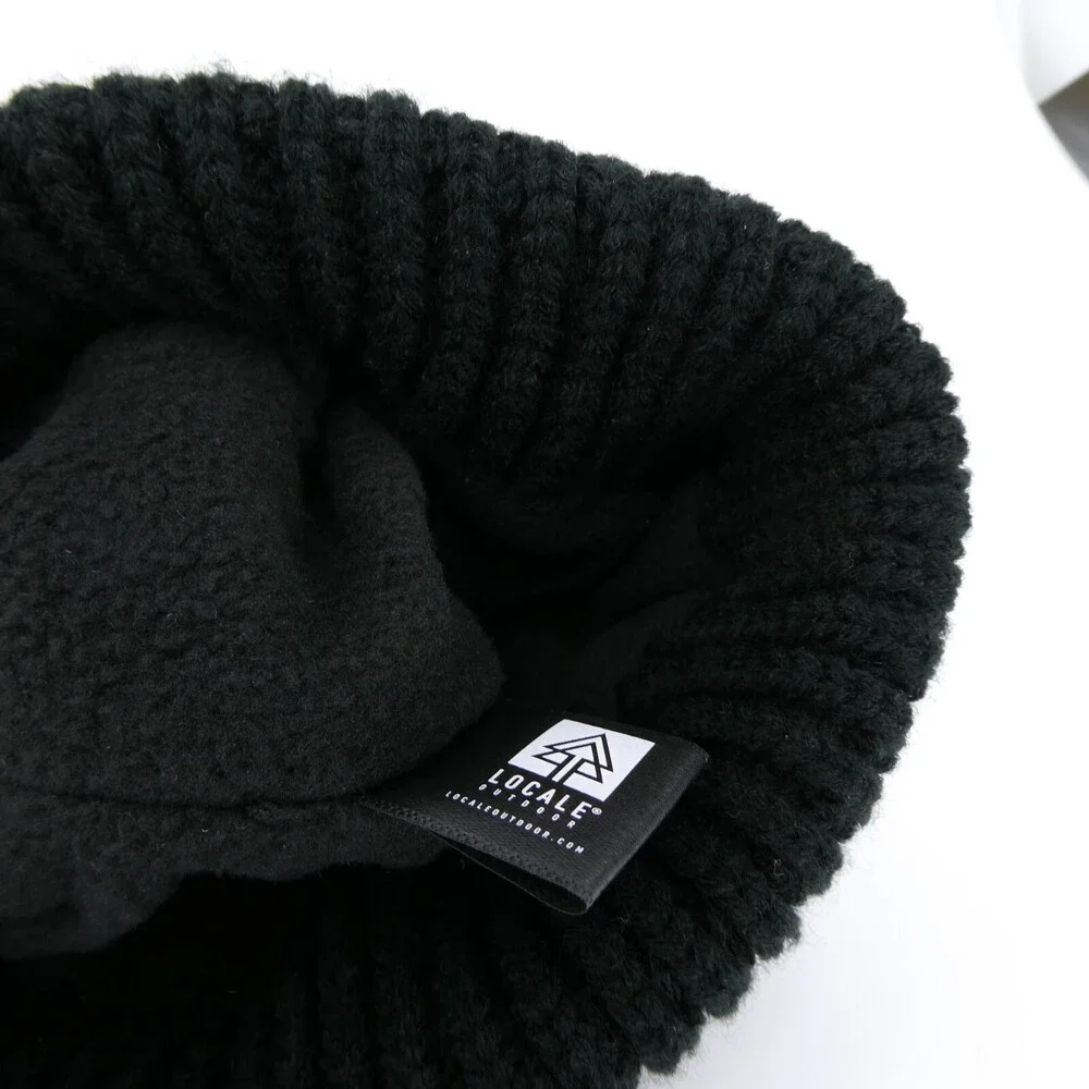 Cable Knit Winter‎ Hat Womens One Size Black Preppy Cap Locale Outdoor Pom Sport